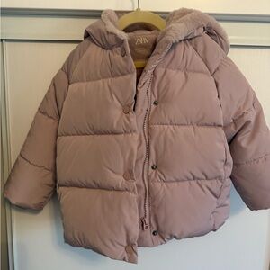 Zara Kids Light Pink Puffer Coat